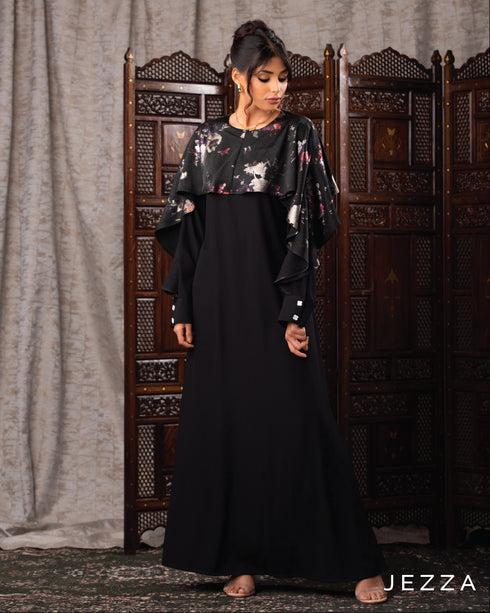 Printed Peplum & Piped Sleeve Dress 62891